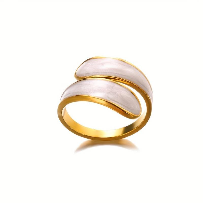 El Regalo Stainless Steel Oil Drip Enamel Finger Ring for Girls & Women- Fancy, Contemporary Adjustable Irregular Finger Rings (Cream) (B0CZKSB5RS) Amazon Price History, Amazon Price Tracker