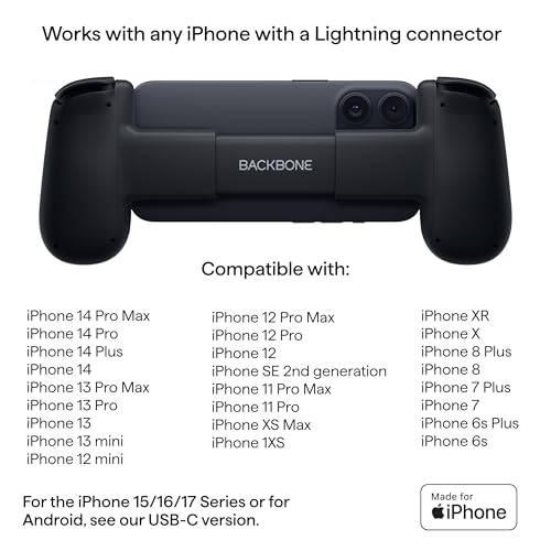 Image of Backbone One Mobile Gaming Controller for iPhone (Lightning) - 2nd Gen - Turn Your iPhone into a Gaming Console - Play Xbox, PlayStation, PC, & App Games (3 Months Apple Arcade Included)