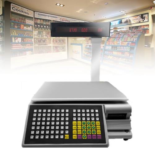 Báscula digital con impresora y pantalla LCD doble miniatura 1