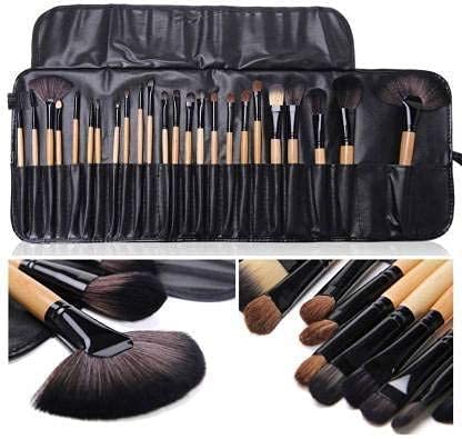 Ronzille BEAUTY PROFESSIONAL 24Pcs Makeup Brush Set for Foundation, Face Powder, Blush Blending Brushes, Wooden Handle Cruelty-Free Synthetic Fiber Bristles with Leather Case (Black)-image-14