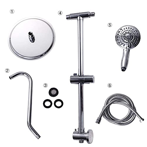 Regadera de lluvia dual Sarlai con mano libre — Cabeza de regadera de lluvia de acero inoxidable de 10 pulgadas, rociador manual de 5 modos con barra deslizante ajustable sin perforación y manguera, acabado cromado miniatura 5