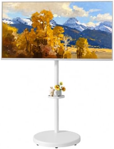 ECOTINY Höhenverstellbarer Rollbarer TV-Ständer für 37-86 Zoll Fernseher | 50 kg Tragkraft, Hoch und Querformat, Stabiler Mobiler TV-Wagen mit Ablage, Max. VESA 600x400mm, Weiß