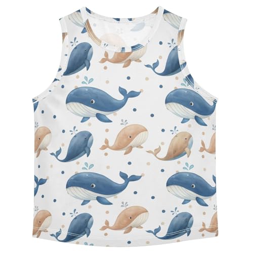 J JOYSAY Cartoon Whale Polka White Boys Tank Top Sleeveless Muscle Shirts Quick Dry Kids T-Shirts 3-15T