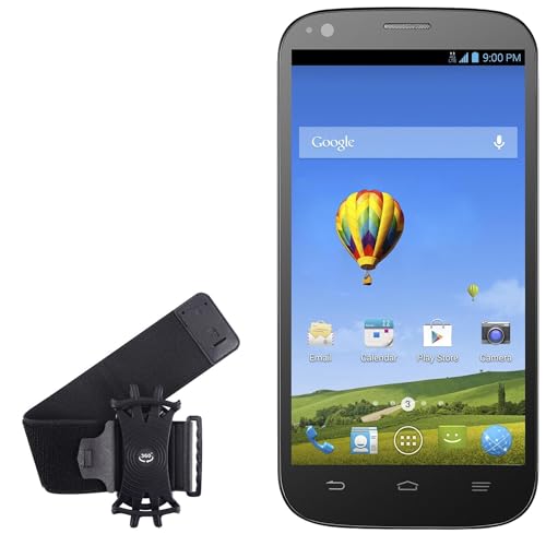 BoxWave Holster Compatible with ZTE Grand S Pro - ActiveStretch Sport Armband, Adjustable Armband for Workout and Running - Jet Black