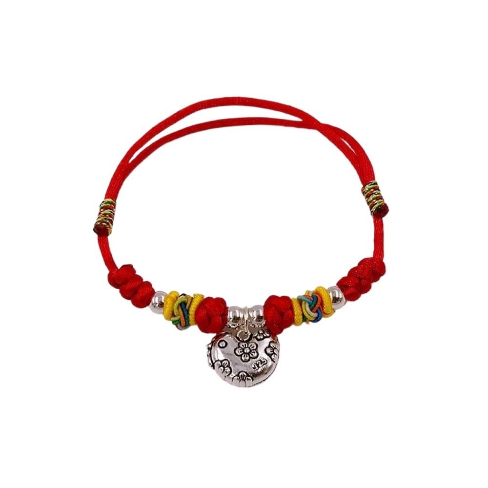 Bracciale rigido in argento for donna, bracciale intrecciato in corda rossa con ciondolo animale in argento S925 simpatico pulcino braccialetti dell'amicizia regolabili gioielli etnici fortu