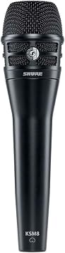 Shure KSM8 Dualdyne Dynamic Vocal Microphone Dual-Diaphragm Cardioid Mic for Live Performance, Studio Recording & Broadcasting, Black