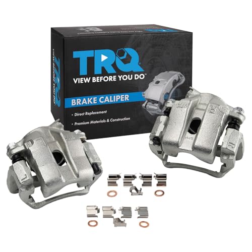 Image of TRQ Front Brake Caliper Set Zinc Coated Brackets Hardware Compatible with 1996-1998 Suzuki Sidekick 1999-2005 Grand Vitara 2002-2004 XL-7