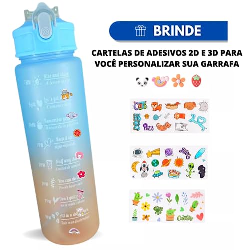 Garrafa Água Galão Squeeze 1L Antivazamento Academia Treino Escola Camping Trabalho Passeio Viagem C