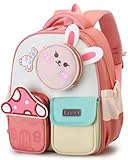 PROTAURI Rucksack Kinder für Mädchen, Kindergartenrucksack mit Großem Fassungsvermögen, Niedlich Kita Rucksack Reflektierend mit Brustgurt, 3-7 Jahre, Rosa