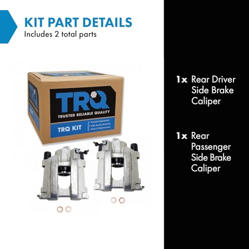 Image of TRQ Rear Driver and Passenger Side Brake Caliper Set Caliper Brackets Hardware Compatible with 05-08 Ford Escape 05-08 Mercury Mariner 05-06 Mazda Tribute 08 Mazda Tribute