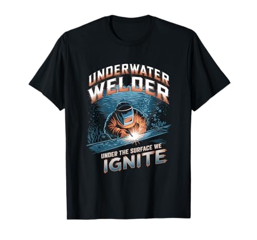 Soldador subacuático debajo de la superficie Encendemos la soldadura Camiseta