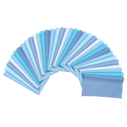 Tissu en coton PATIKIL : 35 carrés prédécoupés bleu 25x25 cm pour couture