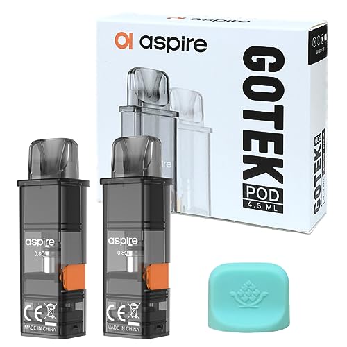 Aspire GOTEK S/X 交換用 POD カートリッジ 1箱(2個入)+ シリコンキャップ (ミントグリーン)