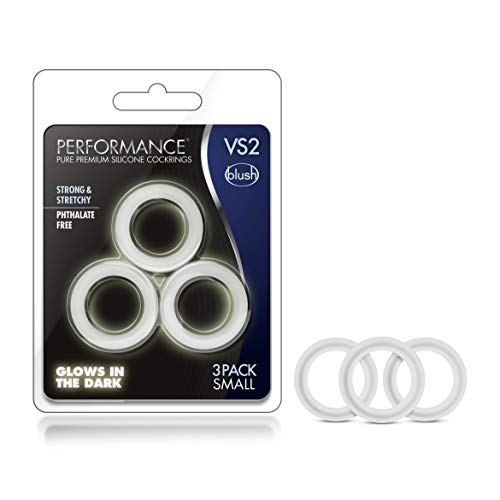 Blush-Male-Performance-Enhancement-VS2-Glow-in-The-Dark-Puria-Silicone-Penis-Ring-Erection-Enhancing-Stretchy-C-Rings-125-Diameter-3-Pack-Cock-Rings-Set-Adult-Sex-Toys-for-Men-Couples