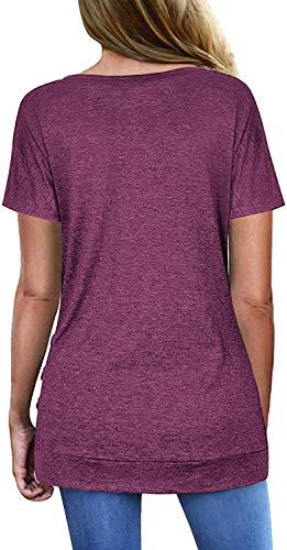 Jescakoo Womens Tops Short Sleeve V Neck Summer Shirts Casual Tunic2