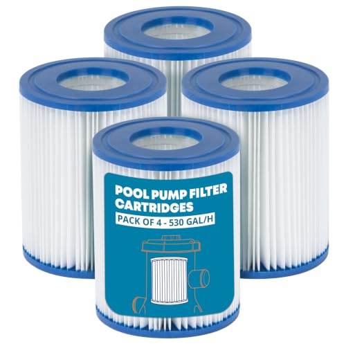 Image of SPLASH! Pool Pump Filter Cartridges - Pack of 4, Hot Tub Filter Replacement for 530 Gal/H Pumps, Durable PET Spa Filters for Hot Tubs - Easy Clean & Reusable Hot Tub Filters (4-Pack, 530 Gal/H)