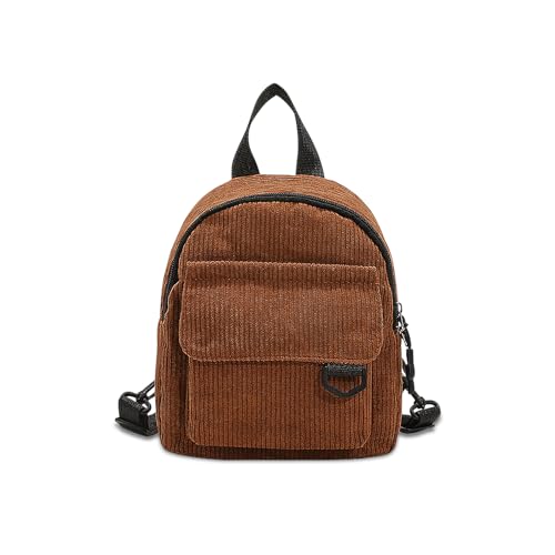 WisePoint Women's Fashion Backpacks, Corduroy Backpack Bag for Women Portable Backpack Purse Small Backpack (brown)