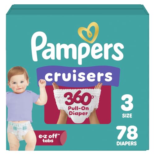 Image of Pampers Diapers - Cruisers 360 - Size 3, 78 Count, Babyproof up to 100% Leakproof Pull-On Diaper