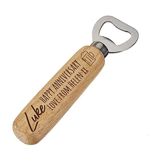 Personalised Happy Anniversary Bottle Opener, 5th wedding Present, Husband Gift