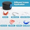 BVN Leak-Proof Denture Bath Cup for Travel, Denture Cup for Soak Dentures, Retainer Cleaning Case with Strainer (Black + Blue)