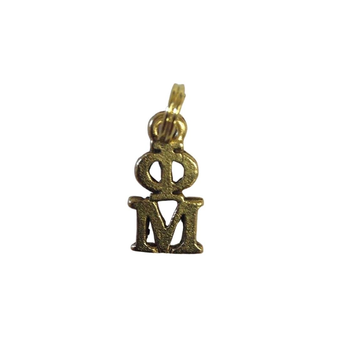 Phi Mu PM Sorority Greek Lavaliere in 24K Gold Plate