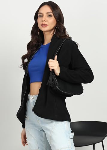 Image of Alan Jones Clothing Women's Standing Collar Zipper Fleece Standard Length Jacket