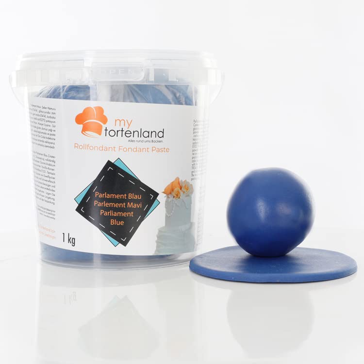 Zuckerteig | Rollfondant | Zuckermasse | Fondant 1-5kg | 26 Farben | Perfekt zum Modellieren von Figuren und Dekorationen | Halal & Koscher (Parlament Blau 1 kg)