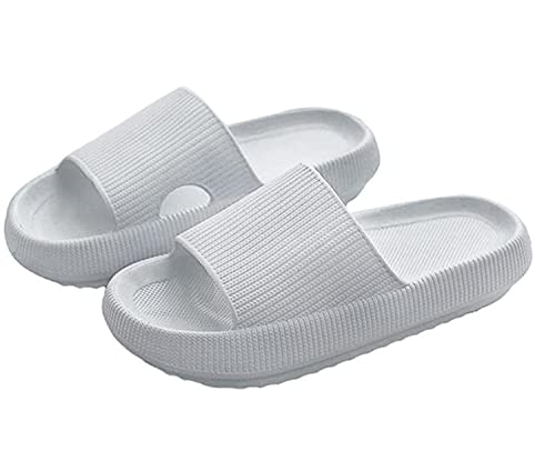 Cozislides Original - Pantuflas acogedoras con diseño de nubes originales, súper suaves, antideslizantes, unisex, suela gruesa de EVA, de secado rápido (40/41 EU, gris), gris, 40/41 EU