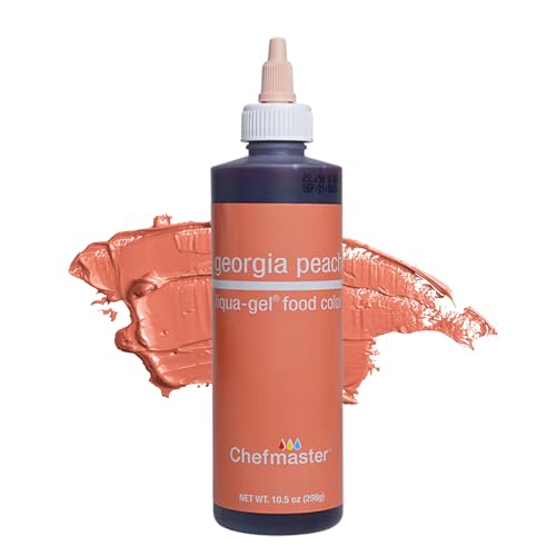 Chefmaster Georgia Peach Liqua-Gel® Food Coloring | Vibrant Color | Professional-Grade Dye for Icing, Frosting, Fondant | Baking &amp; Decorating | Fade-Resistant | Easy-to-Use | Made in USA | 10.5 oz