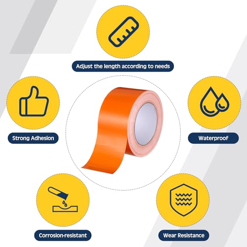 Image of Feifeiya 2 Rolls of Orange Duct Tape 2.5 Inch x 30 Yards Heavy Duty Duct Tape Waterproof Strong Packing Tape for Photographers, Repairs, DIY, Crafts, Indoor Outdoor Use