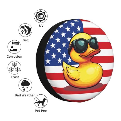 Image of Funny Duck Spare Tire Cover Weatherproof Universal Wheel Protectors Cute Duck Wheel Covers for Rv Camper Travel Trailer SUV Truck 14 Inch