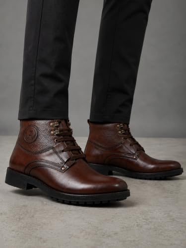 Image of Zoom High Ankle Genuine Leather Shoes Boots for Men Formal Casual Branded A-4701 | Men's Ankle Boots With Laces | High Ankle Formal Shoes for Men Leather Boots Branded | 100% Pure Leather