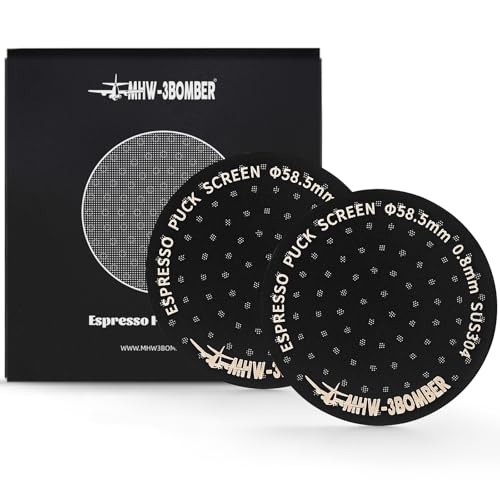 MHW-3BOMBER 58.5mm Puck Screen 2Pcs, Espresso Metal Espresso Filter Reusable Coffee Filters for 58mm Portafilter Basket 0.8mm Thickness Titanium Coating Black Model: FG7012-OS 58 mm Black 2