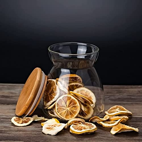 Image of MARTVIA Glass Food Storage Jars with Bamboo Lids 650ml Set of 4, Wide Mouth Lid Jar for Home Kitchen,Flour, Sugar, Coffee, Pasta, Oats, Grains, Cookies, Snacks (Barell 650 ML Jar, SET OF 4)