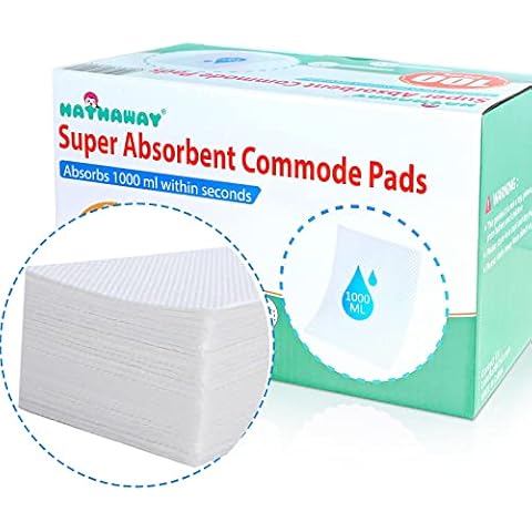 Super Absorbent Commode Pads for Bedside Toilet Chair Buckets and Bedpans | Value Pack of 100 Cover