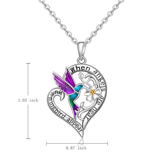 Hummingbird Necklace Hummingbird Necklaces for Women Sterling Silver 925 Flower Purple Blue Hummingbirds Heart Pendant Jewelry Memorial Mothers Day Christmas Gifts2