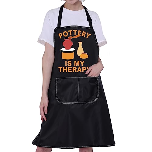Pottery Apron Ceramic Artist Gifts for Pottery Artist Apron Pottery Lover Gifts Pottery is My Therapy Apron with Pockets (Pottery is My Therapy)