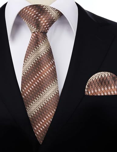 Image of Alizeal Mens 3.15'' Gradient Novelty Pattern Tie Set with Pocket Square Casual Color Tie Set