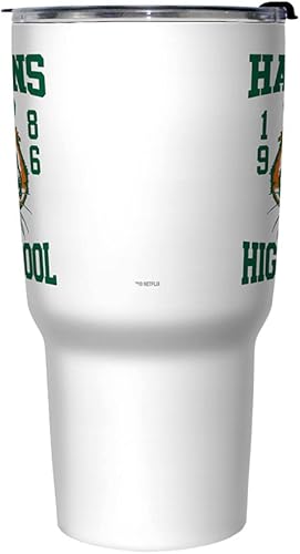 Miniatura 2 de Netflix Stranger Things Hawkins High School - Taza de viaje de acero inoxidable, 27 onzas, multicolor