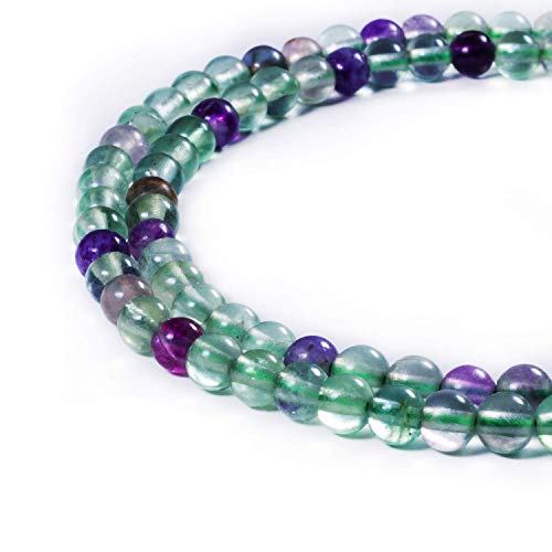 Image of BEADNOVA Fluorite Beads Natural Crystal Beads Stone Gemstone Round Loose Energy Healing with Crystal Stretch Cord for Jewelry Making (4mm, 90-92pcs)