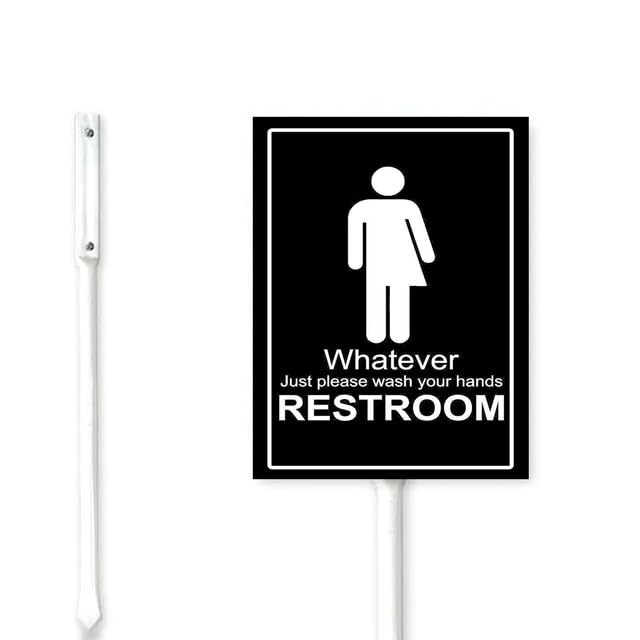 Geroclonup （15x12） Whatever Just Please Wash Your Hands Restroom Yard Sign Stakes Rustproof Aluminum Lawn Signs Stand for Home Yard Easy To Install Outdoor Decorations