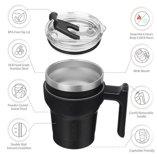 Image of BJPKPK 10 oz Mini Tumbler with Lid, Straw & Handle, Insulated Steel Cup
