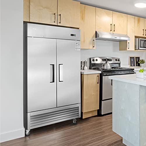 Jinsong 54" Commercial Freezer 2 Solid Door, 49 Cu.ft 2 Section Stainless Steel Reach-In Freezer For Restaurant, Bar, Shop, Residential #TOP6