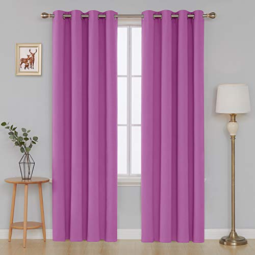 Image of Deconovo Blackout Curtains, 52x84 Inch, Fuchsia Pink