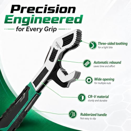 Image of 4PC Adjusting Wrench Set with Case, 6 8 10 12 Inch Multi-function Universal Magic Wrench, CR-V Steel for 0.47-1.18 Inch (7-43MM),Self locking Wrench,Pipe Wrench Set, Fittings and Nuts