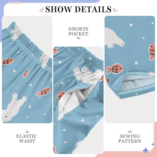 ZZXXB Bear and Fish Boys Long Pants Soft Trousers Elastic Waist Kids Lounge Bottoms with Pockets S-XL4