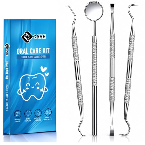 Dentale Kit Igiene Orale con Specchietto – Accessori per la Pulizia dei Denti in Acciaio Inossidabile – Set per Cura Personale Uso Quotidiano (4 Pezzi)
