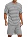 Jahetuul Schlafanzug Herren Kurz aus Baumwolle Sommer mit Kontraststreifen Design Pyjama mit Rundhalsausschnitt für Vater und Partner