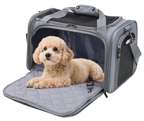 EliteField Deluxe Soft-Sided Pet Carrier (3 Year Warranty, Airline Approved), Travel Bag for Dogs, Cats & Small Pets, with Expandable Mat