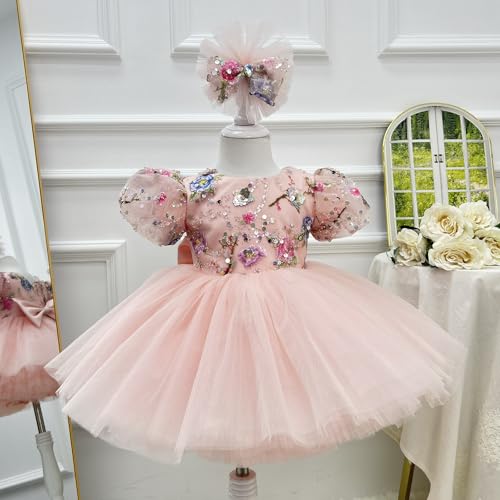 Flower Girls Toddler Dress Embroidered Tulle Dress for Birthday Princess Tutu Dresses Baby Girl Special Occasion2